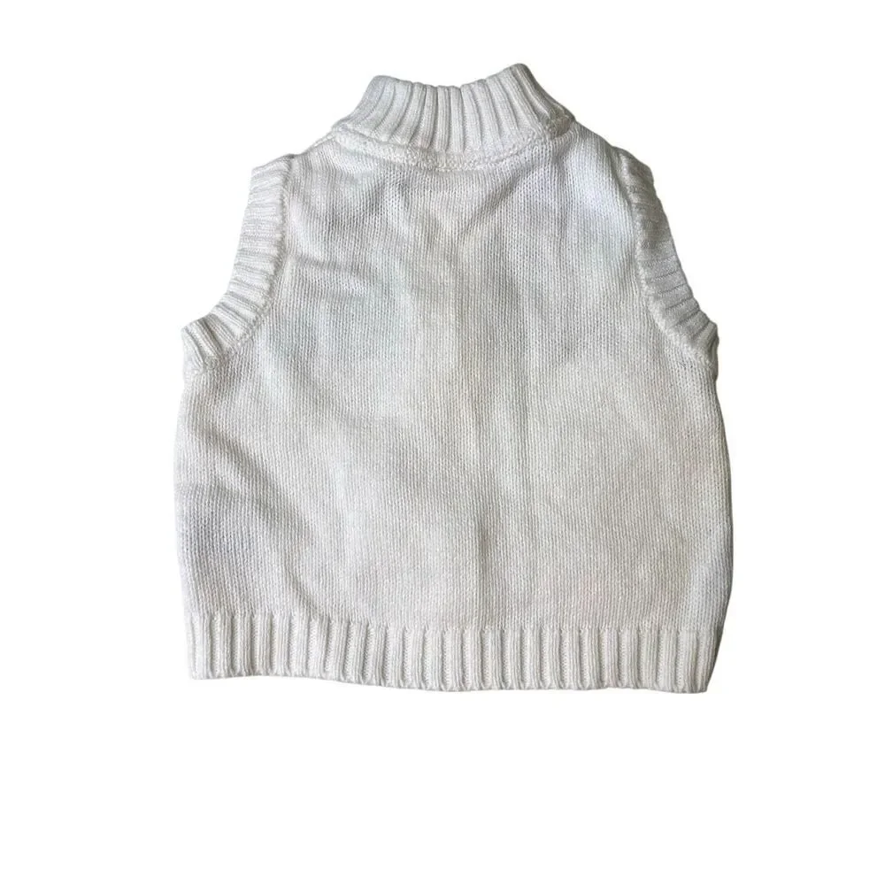 Carter’s Fair Isle Sweater Vest Baby Boy Zip Mock Neck White 3 Months Knit